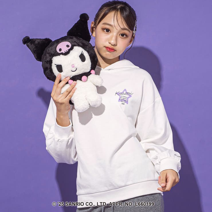 オフホワイト | 【クロミ】ロゴプリント刺しゅうフーディ(130~160cm) | ZIDDY