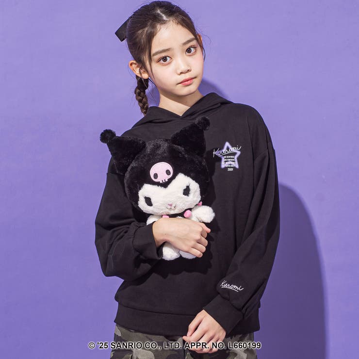 ブラック | 【クロミ】ロゴプリント刺しゅうフーディ(130~160cm) | ZIDDY