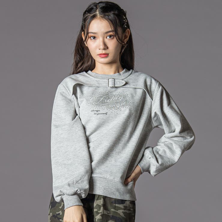 グレー | ラインストーン・トレーナー(130~160cm) | ZIDDY