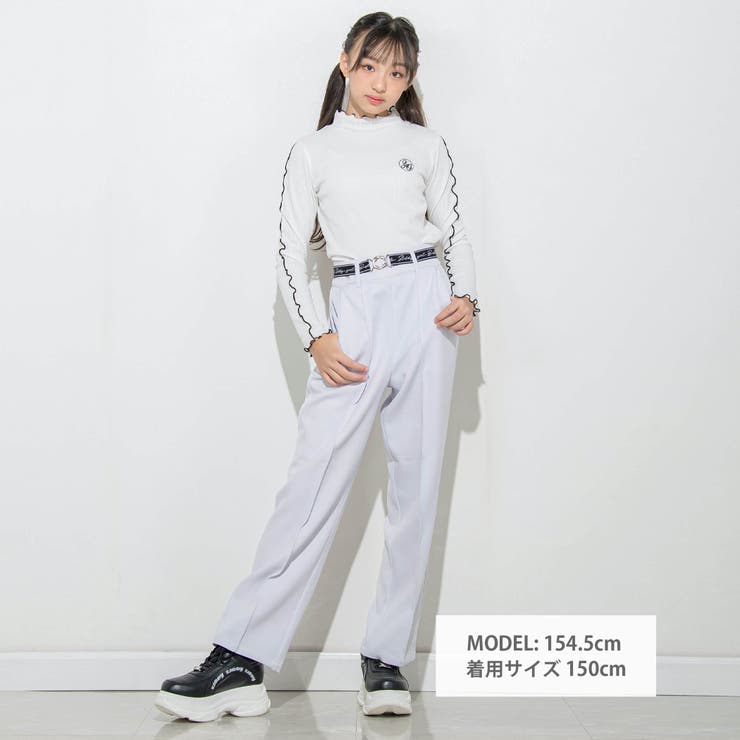 ニコ☆プチ 掲載 】ベルト付きピンタックパンツ(130~160cm)[品番