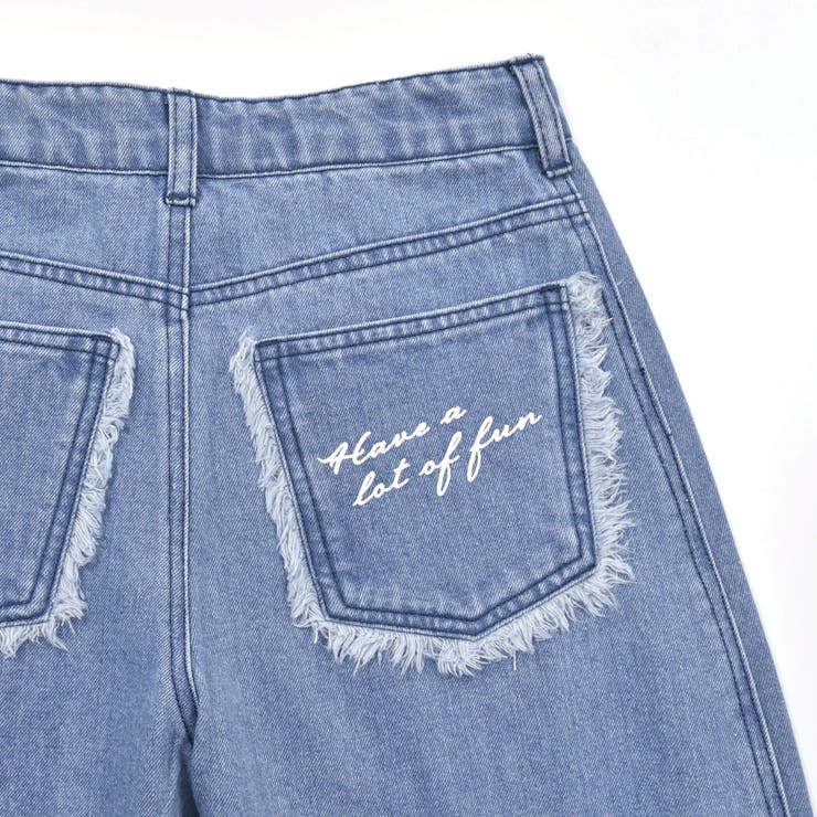 ニコ☆プチ 掲載 】フリンジデニムパンツ(130~160cm)[品番