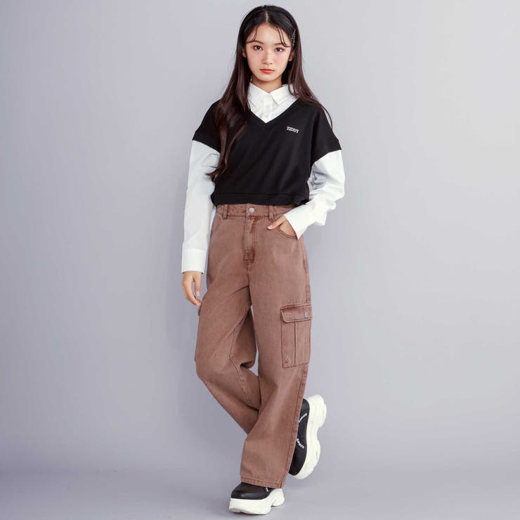 【 ニコ☆プチ 掲載 】デニムカーゴパンツ(130~160cm) | ZIDDY | 詳細画像7 