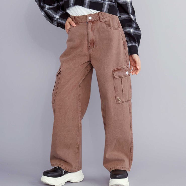 ブラウン | 【 ニコ☆プチ 掲載 】デニムカーゴパンツ(130~160cm) | ZIDDY