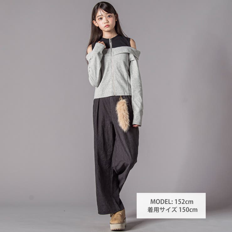 キーホルダー付きサテンライクワイドパンツ(130~160cm) | ZIDDY | 詳細画像2