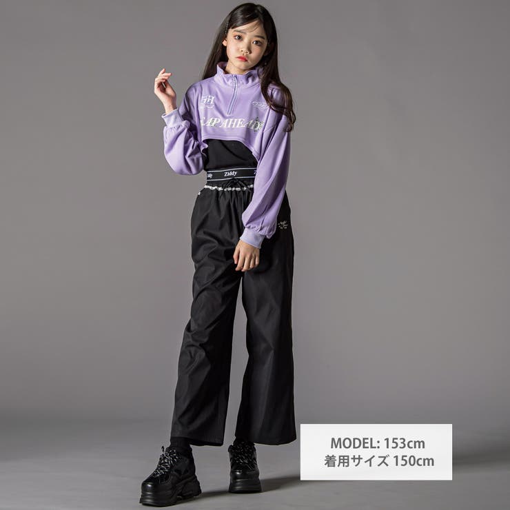 チラレースウエストワイドパンツ(130~160cm) | ZIDDY | 詳細画像2 