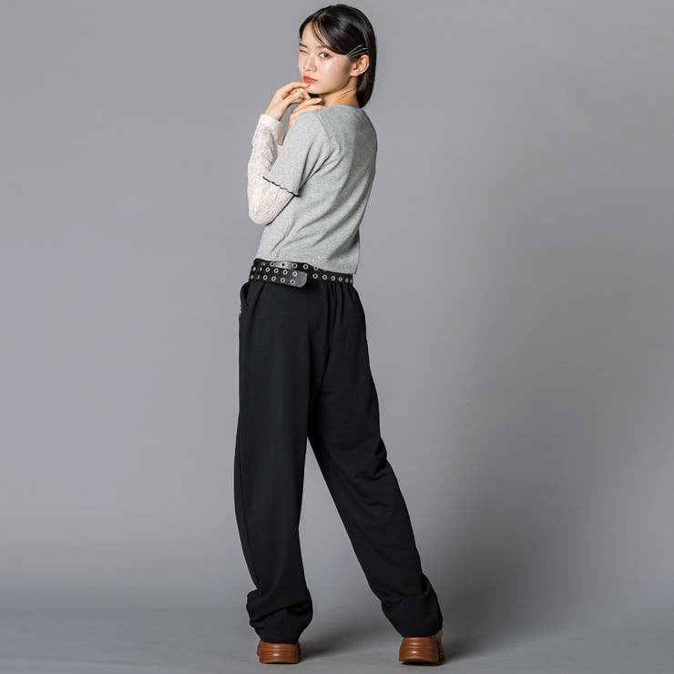 レースアップ・カーブパンツ（ベルト付き）(130~160cm) | ZIDDY | 詳細画像4 