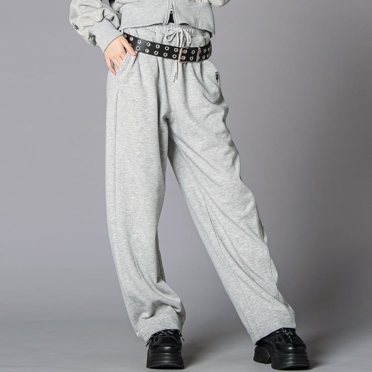 グレー | レースアップ・カーブパンツ（ベルト付き）(130~160cm) | ZIDDY