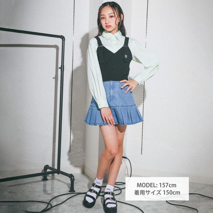 裾切り替えプリーツデニムスカパン(130~160cm) | ZIDDY | 詳細画像3 