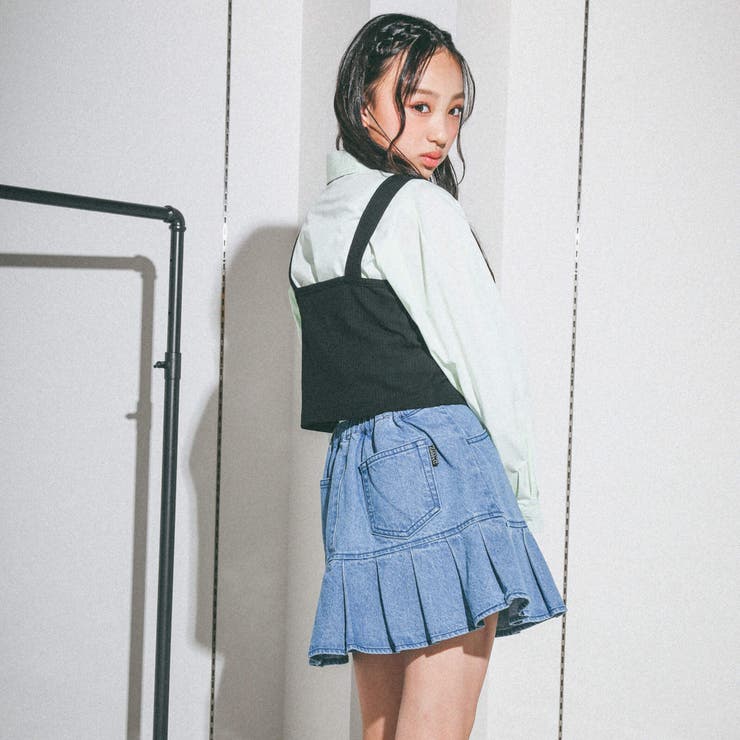裾切り替えプリーツデニムスカパン(130~160cm) | ZIDDY | 詳細画像6 
