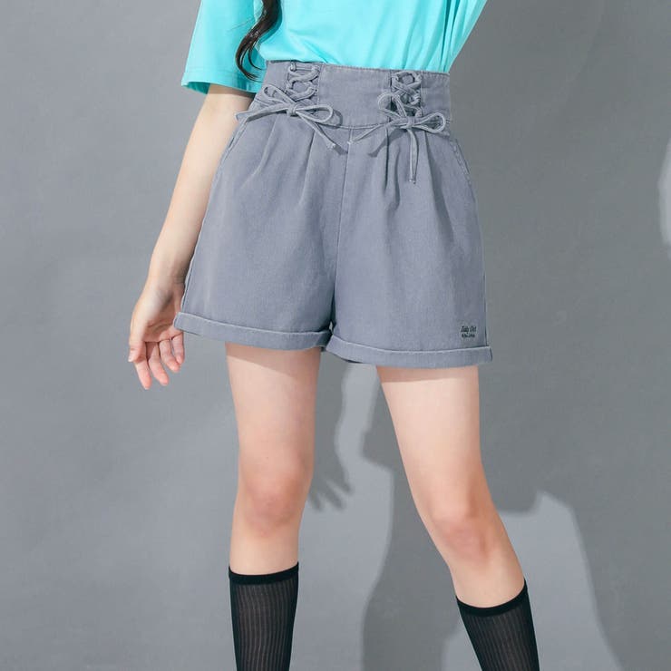 グレー | 【 ニコ☆プチ 掲載 】レースアップショートパンツ(130~160cm) | ZIDDY