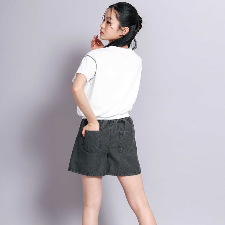 【 ニコ☆プチ 掲載 】オーバーダイショートデニムパンツ(130~160cm) | ZIDDY | 詳細画像4 