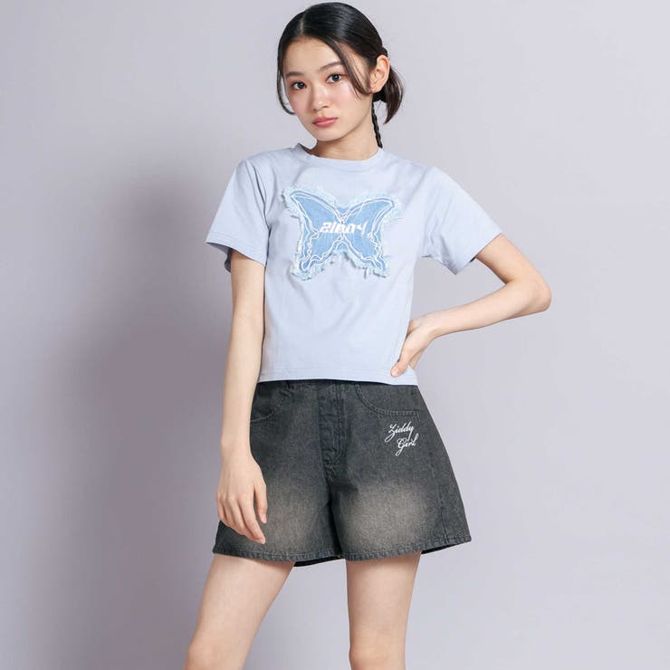 【 ニコ☆プチ 掲載 】オーバーダイショートデニムパンツ(130~160cm) | ZIDDY | 詳細画像6 