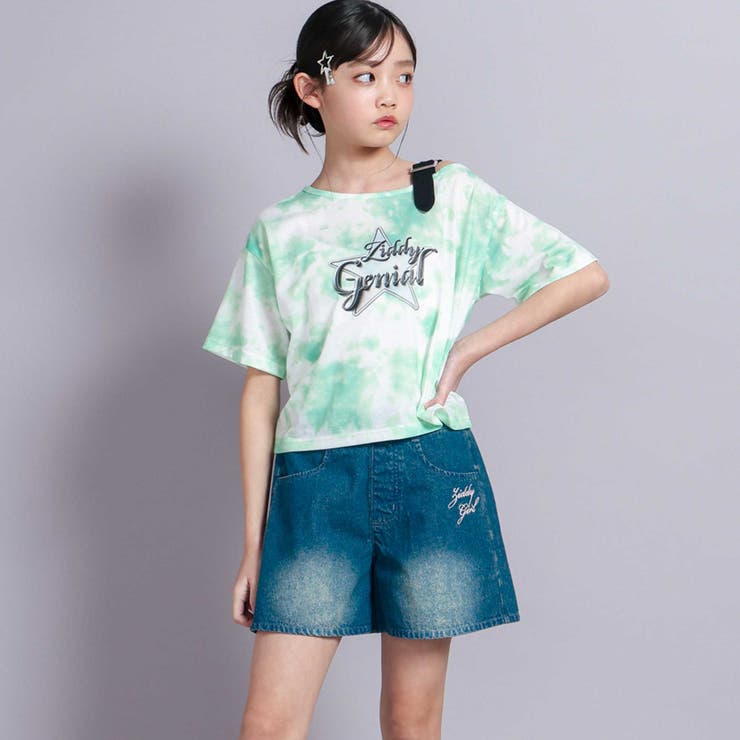 【 ニコ☆プチ 掲載 】オーバーダイショートデニムパンツ(130~160cm) | ZIDDY | 詳細画像7 