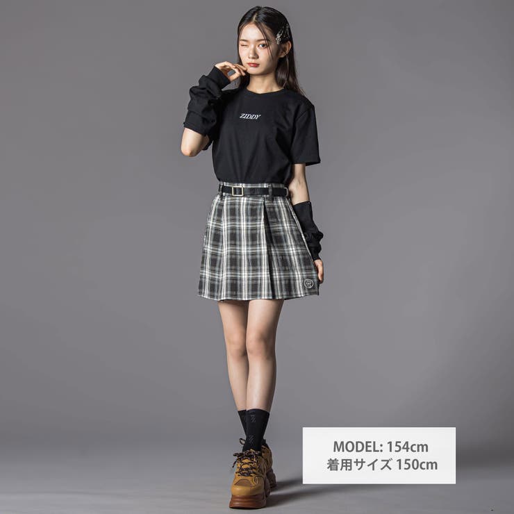 合皮ベルト付きチェックスカパン(130~160cm) | ZIDDY | 詳細画像2 