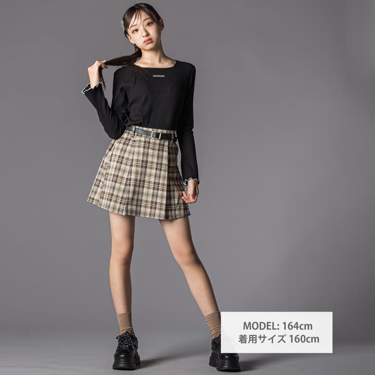 合皮ベルト付きチェックスカパン(130~160cm) | ZIDDY | 詳細画像4 