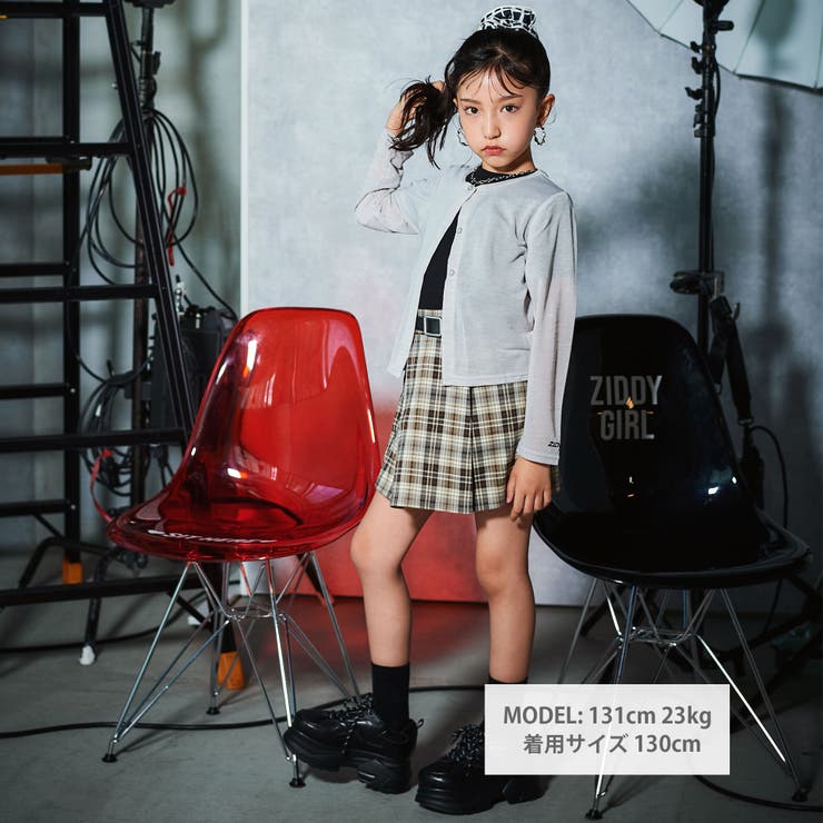 合皮ベルト付きチェックスカパン(130~160cm) | ZIDDY | 詳細画像5 