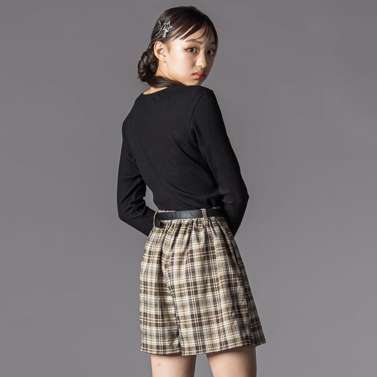 合皮ベルト付きチェックスカパン(130~160cm) | ZIDDY | 詳細画像8 