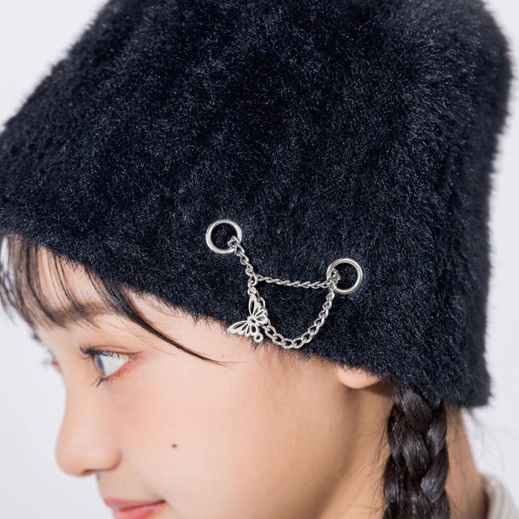 【 ニコ☆プチ 掲載 】蝶チャーム付きバケットハット | ZIDDY | 詳細画像3 