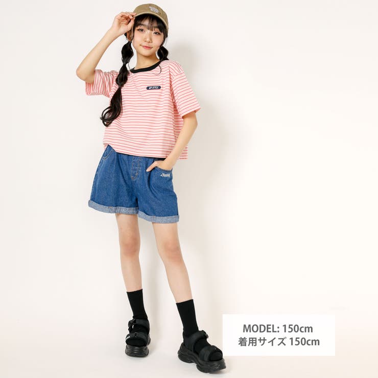 ロゴ刺繍ボーダーTシャツ(130~160cm) | ZIDDY | 詳細画像3 