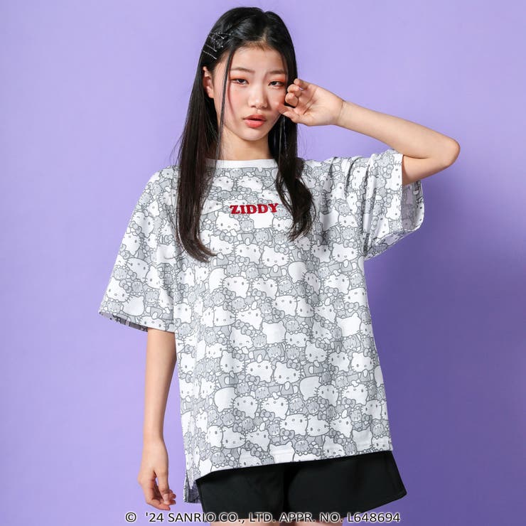 【ハローキティ×ZIDDY】総柄BIGTシャツ(130~160cm)