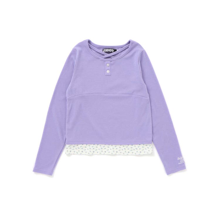 【 ニコ☆プチ 掲載 】クロスネック裾花柄Tシャツ(130~160cm) | ZIDDY | 詳細画像13 