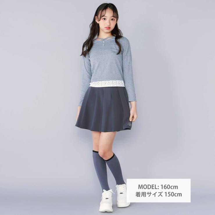 【 ニコ☆プチ 掲載 】クロスネック裾花柄Tシャツ(130~160cm) | ZIDDY | 詳細画像2 