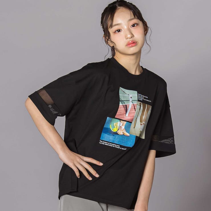 ブラック | フォトプリント半袖Tシャツ(130~160cm) | ZIDDY