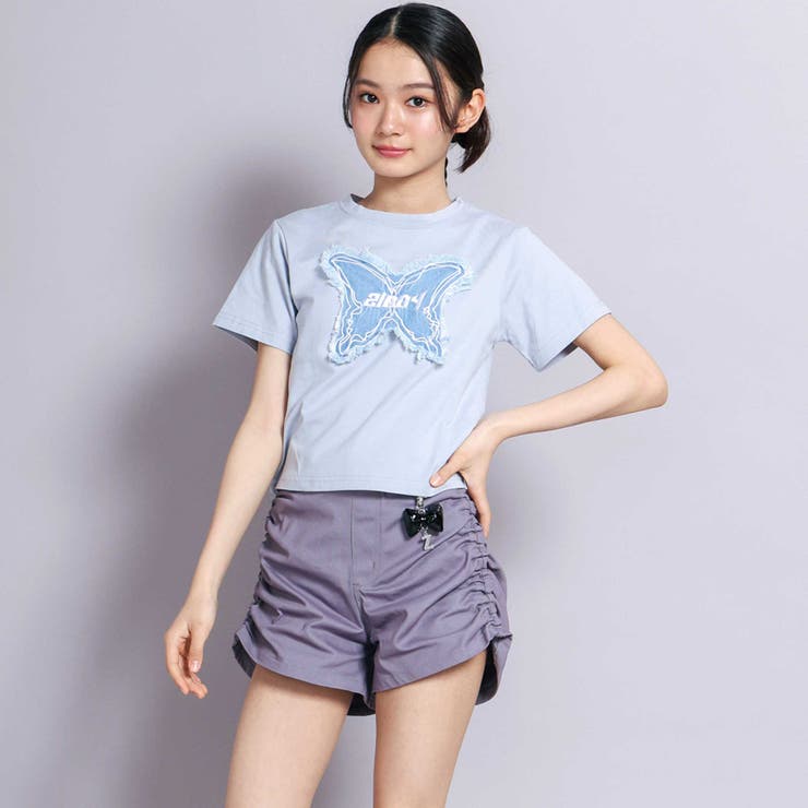ニコ☆プチ 掲載 】蝶モチーフTシャツ(130~160cm)[品番