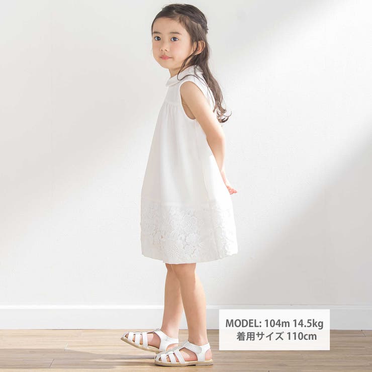 裾レース襟付きワンピース(95~150cm)[品番：BEBK0011183]｜BeBe