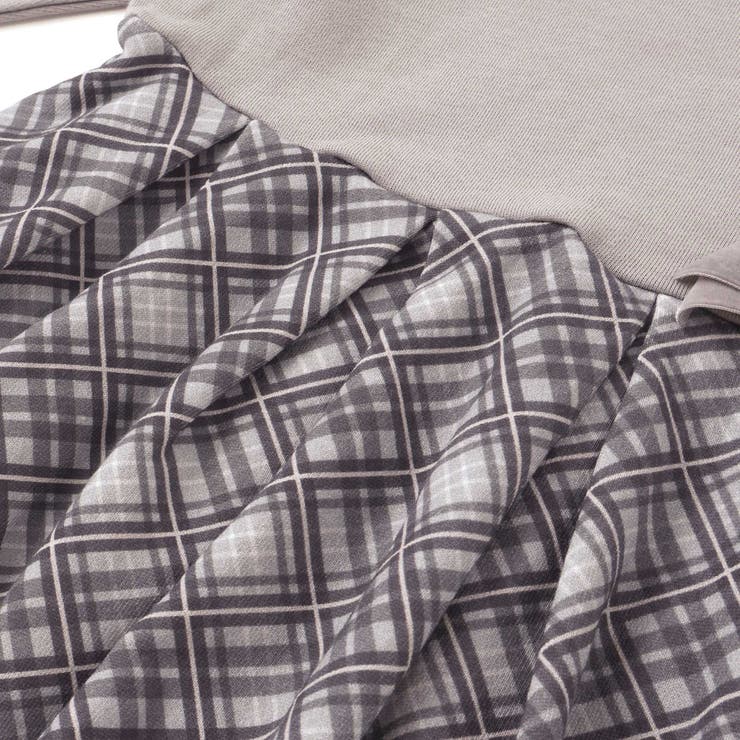 【お揃い】チェック柄裏毛ベロアリボンタックワンピース(95~150cm) | BeBe Petits Pois Vert | 詳細画像13 