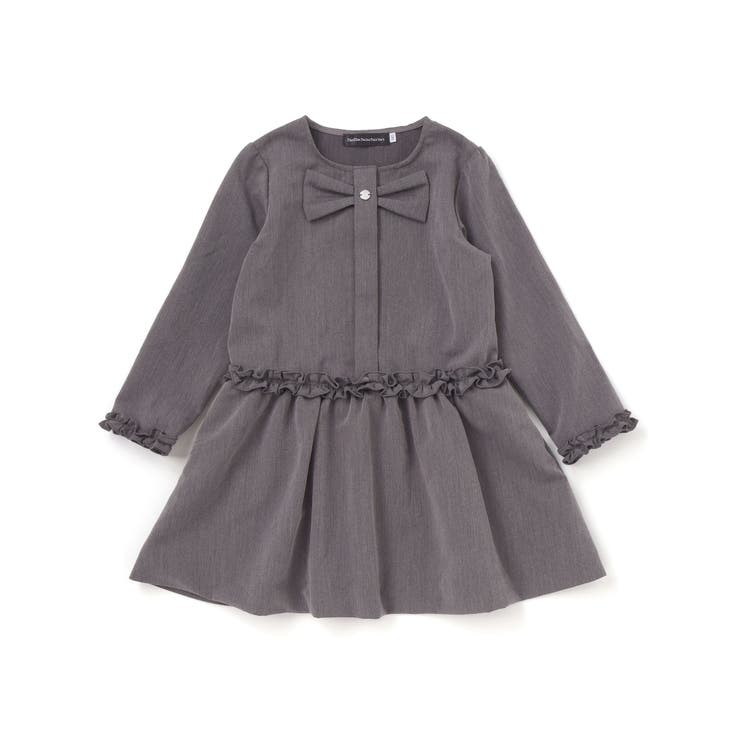 ブラック系 | リボンフリルAラインワンピース(95~150cm) | BeBe Petits Pois Vert