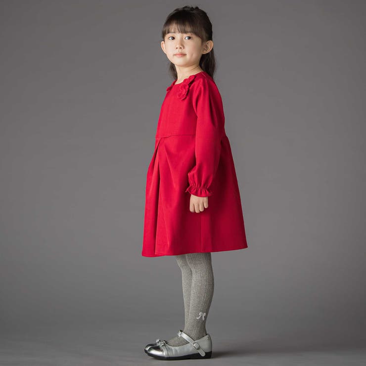 立体花モチーフ斜めタックワンピース(95~150cm) | BeBe Petits Pois Vert | 詳細画像5 