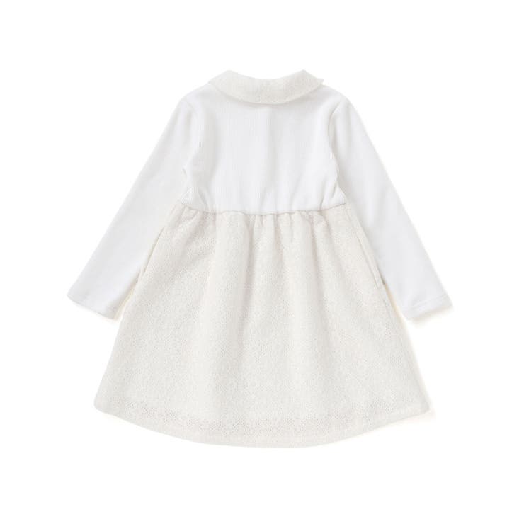 ニットリブ+レース起毛ドッキング長袖ワンピース(95~150cm) | BeBe Petits Pois Vert | 詳細画像10