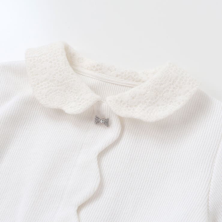 ニットリブ+レース起毛ドッキング長袖ワンピース(95~150cm) | BeBe Petits Pois Vert | 詳細画像11