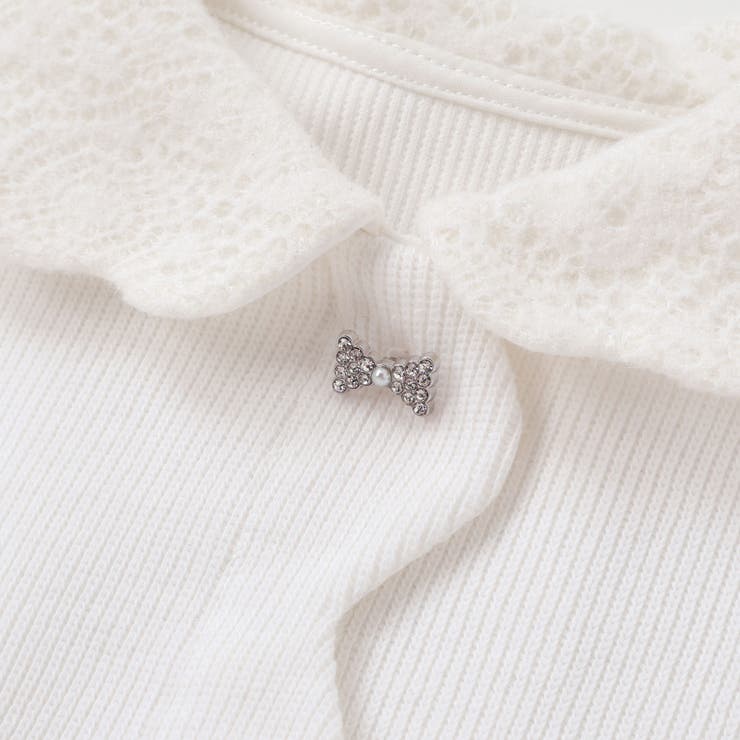 ニットリブ+レース起毛ドッキング長袖ワンピース(95~150cm) | BeBe Petits Pois Vert | 詳細画像12