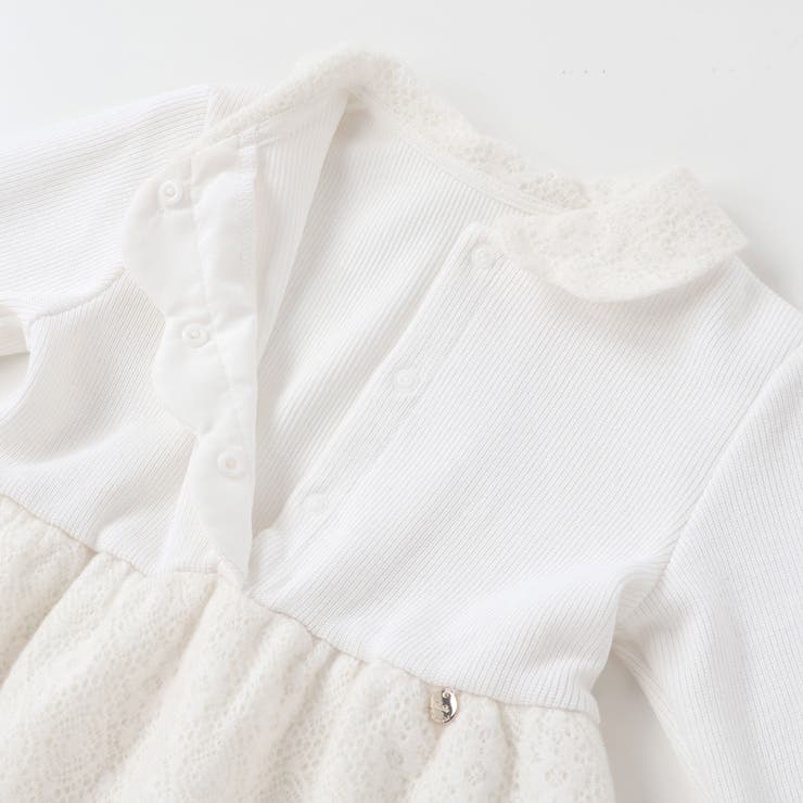 ニットリブ+レース起毛ドッキング長袖ワンピース(95~150cm) | BeBe Petits Pois Vert | 詳細画像13