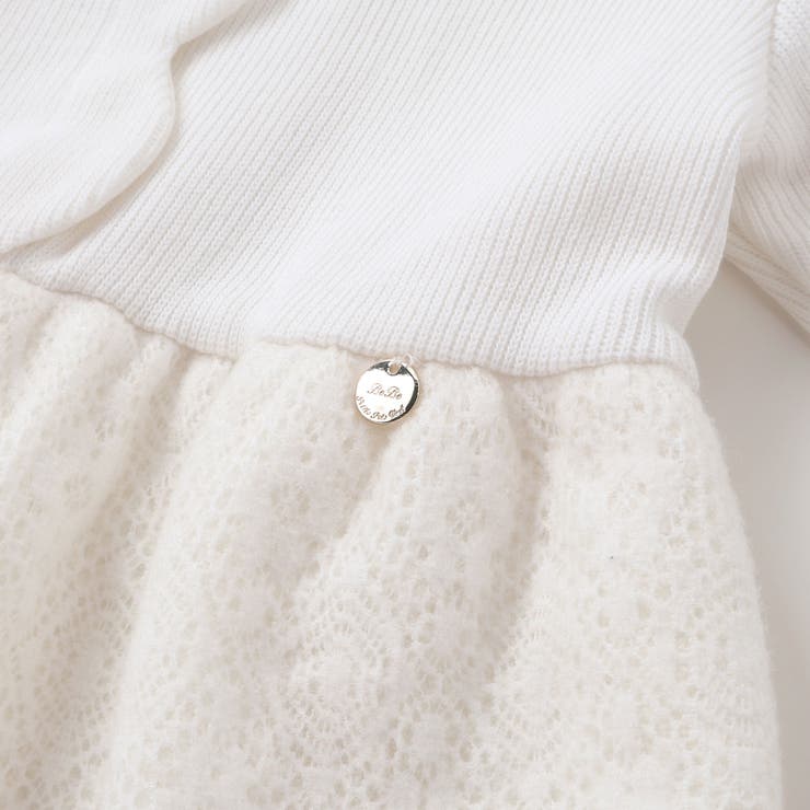 ニットリブ+レース起毛ドッキング長袖ワンピース(95~150cm) | BeBe Petits Pois Vert | 詳細画像14