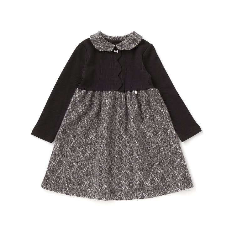 ニットリブ+レース起毛ドッキング長袖ワンピース(95~150cm) | BeBe Petits Pois Vert | 詳細画像7