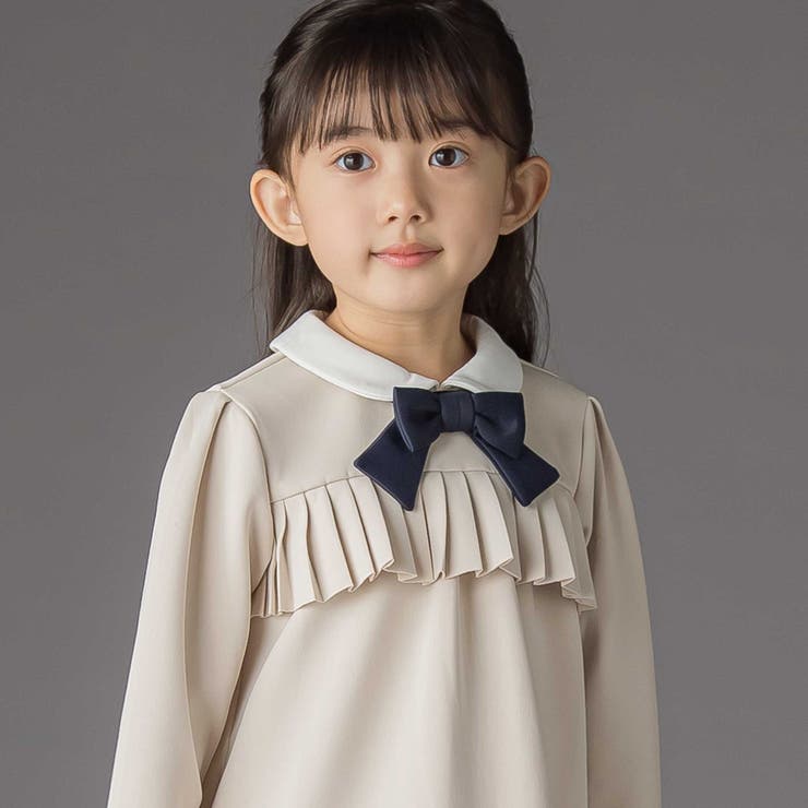 ポンチ胸プリーツ長袖ワンピース(95~150cm) | BeBe Petits Pois Vert | 詳細画像3 