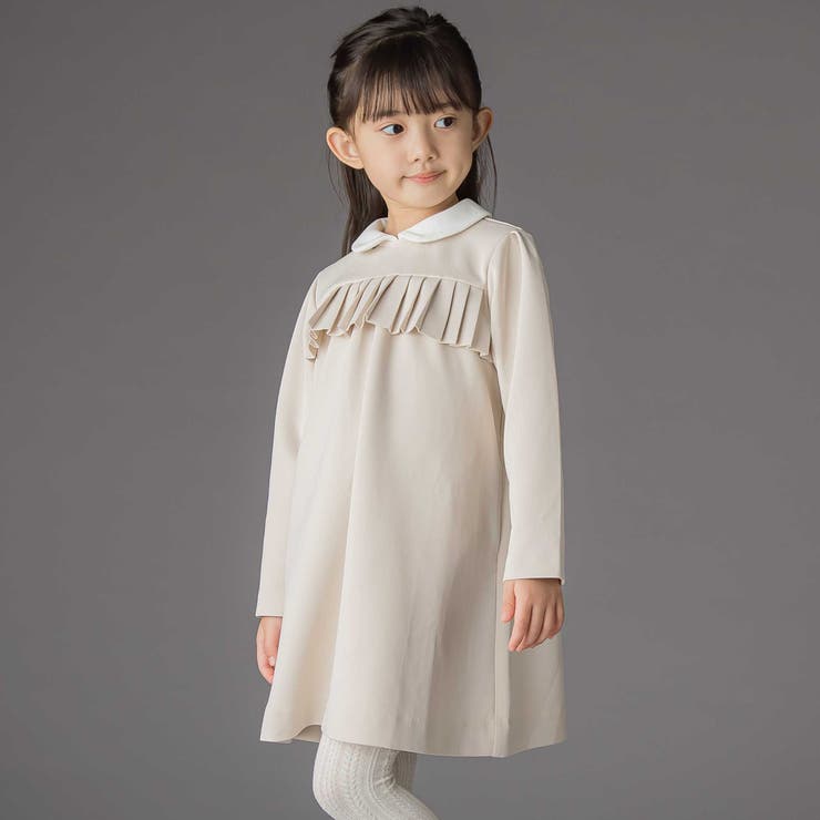 ポンチ胸プリーツ長袖ワンピース(95~150cm) | BeBe Petits Pois Vert | 詳細画像4 