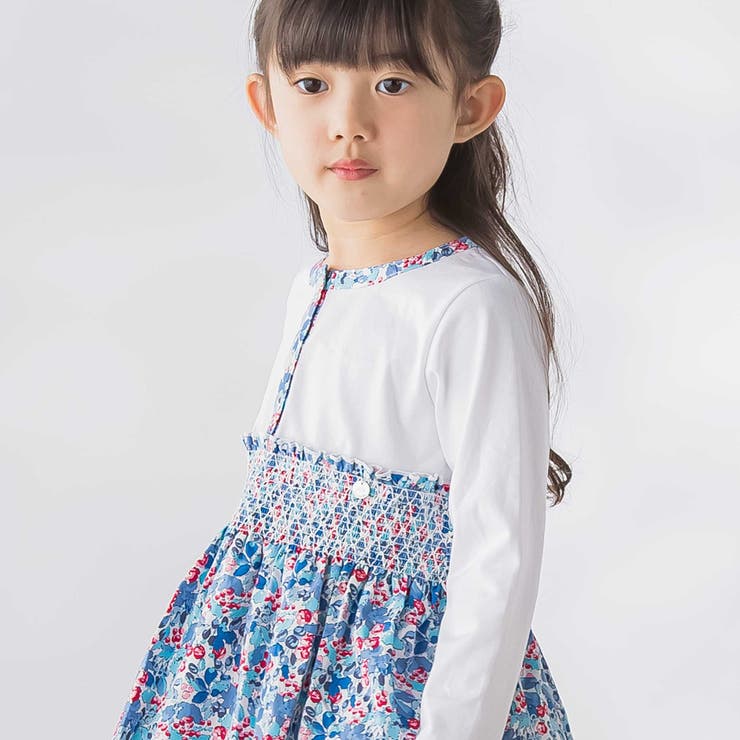 天竺+小花シャーリング長袖ワンピース(95~150cm) | BeBe Petits Pois Vert | 詳細画像5 