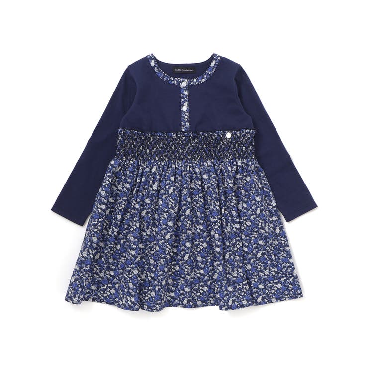 天竺+小花シャーリング長袖ワンピース(95~150cm) | BeBe Petits Pois Vert | 詳細画像7 