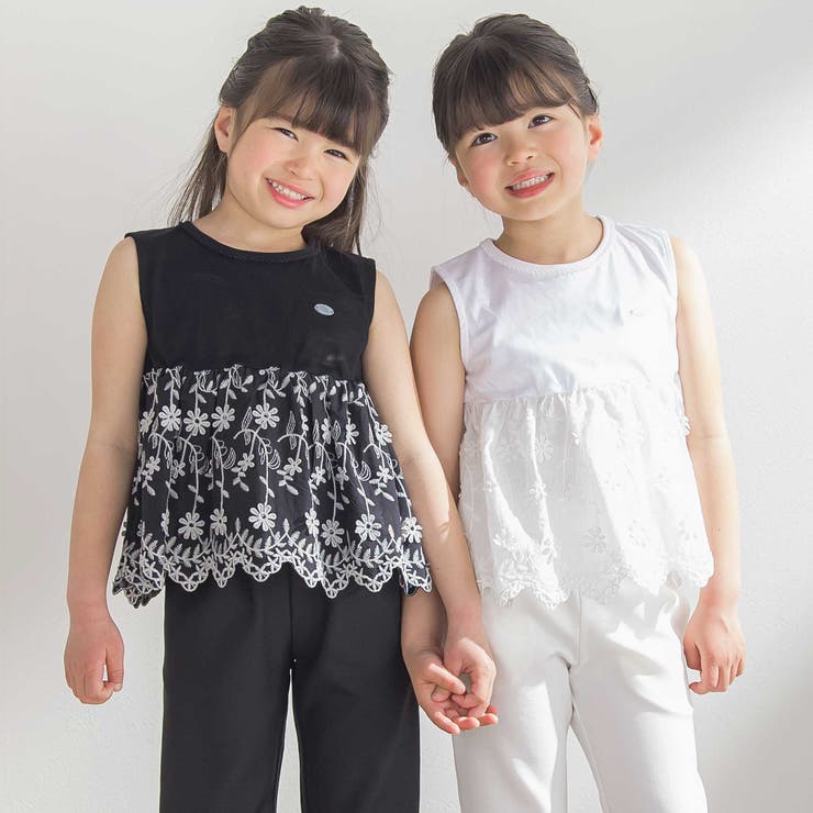 立体花綿刺しゅうレースセットアップ(95~150cm) | BeBe Petits Pois Vert | 詳細画像4 