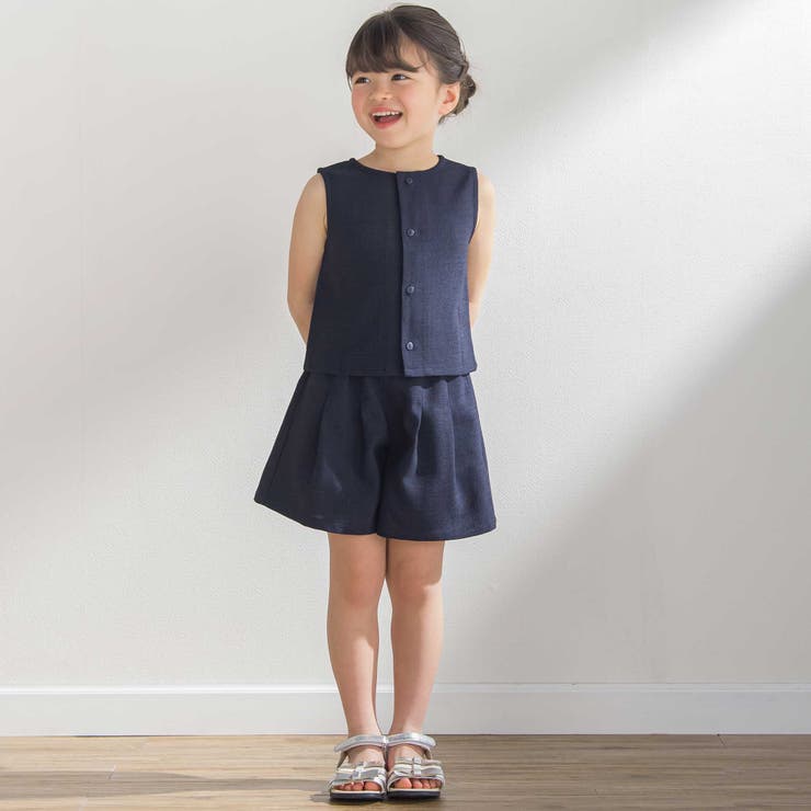 【前後着用可能】ノースリーブブラウス+タックキュロットパンツセットアップ(95~… | BeBe Petits Pois Vert | 詳細画像6 