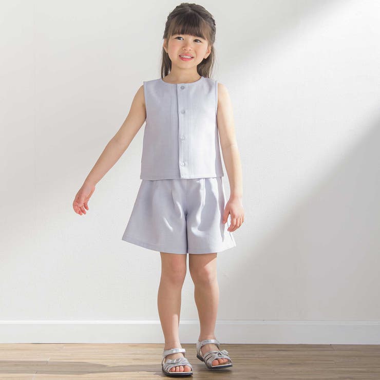 【前後着用可能】ノースリーブブラウス+タックキュロットパンツセットアップ(95~… | BeBe Petits Pois Vert | 詳細画像9 