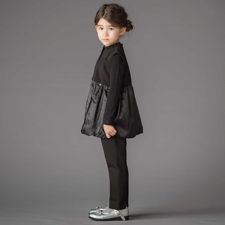 ドット切り替えバルーンジレ+ポンチパンツセットアップ(95~150cm) | BeBe Petits Pois Vert | 詳細画像3 