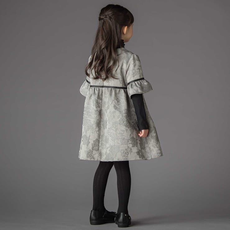 【お揃い】花刺しゅうジャガードワンピース+リブタートル2点セット(95~150c… | BeBe Petits Pois Vert | 詳細画像3 