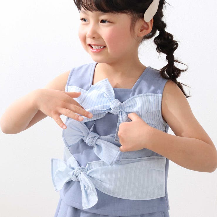 ストライプリボンセットアップ(95~150cm) | BeBe Petits Pois Vert | 詳細画像3 