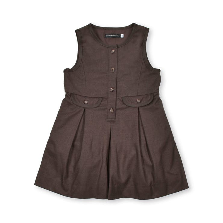 ブラウン | ウール風タックジャンパースカート(95~150cm) | BeBe Petits Pois Vert