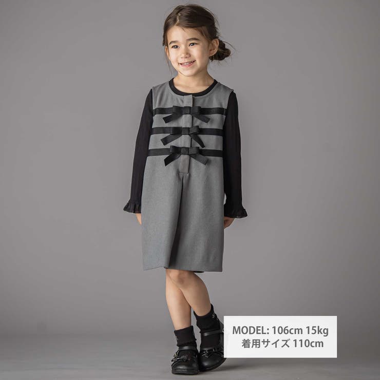 3段リボンAラインジャンパースカート(95~150cm) | BeBe Petits Pois Vert | 詳細画像2 